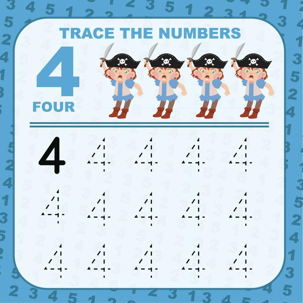225 TTrace and write number for children. Exercise for children to recognize the number. Educational worksheet for preschool. Vector file.race The Numbers