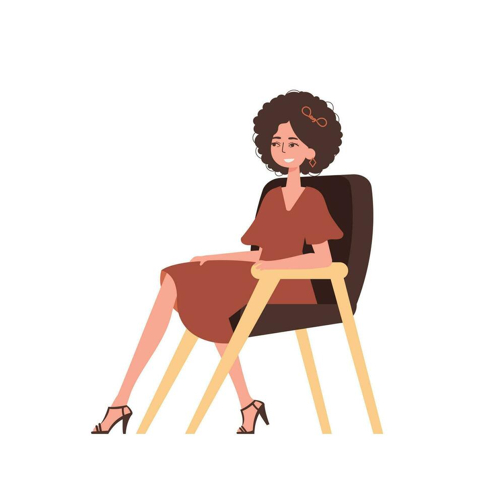 The woman is sitting in a chair. Character with a modern style. vector