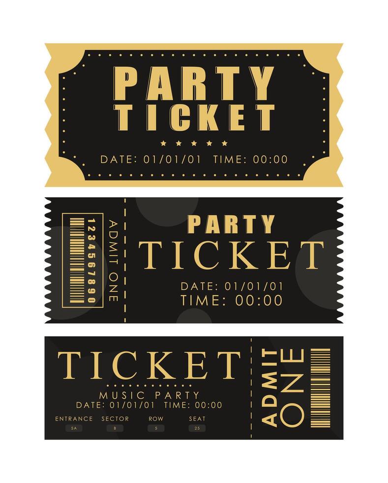 Ticket template set. Ready design for your business. Isolated. . vector