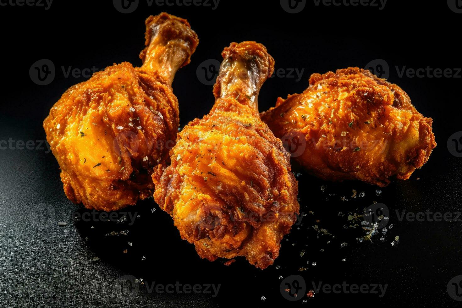 Fried chicken Drumstick with Kethcup, Generative AI photo