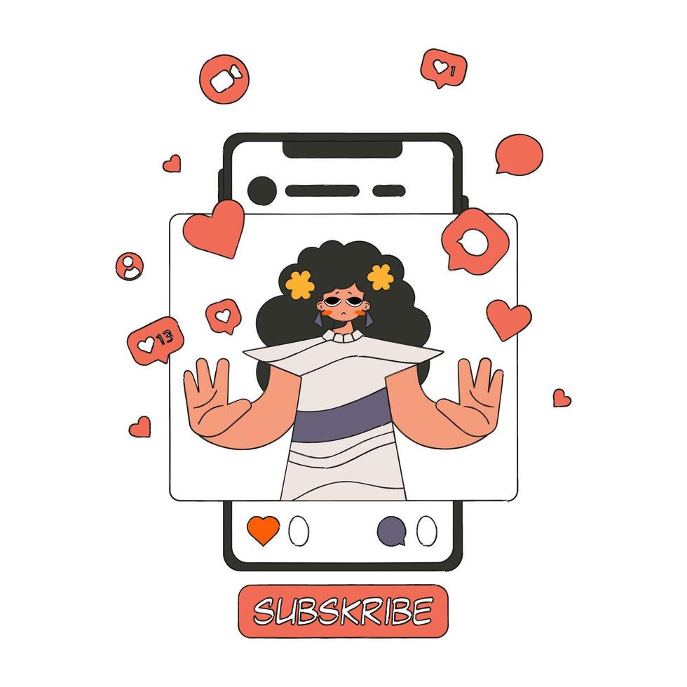 The woman was upset because of the lack of likes in social networks. Dependence on social networks. vector