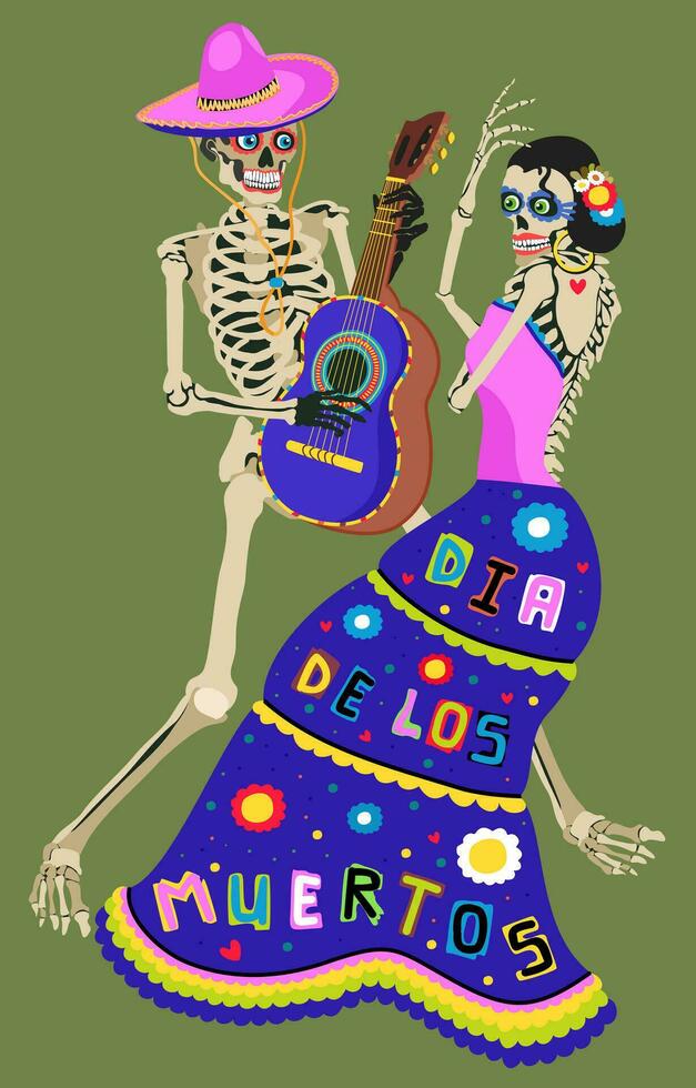 Dia de muertos. Mexican day of the dead. November 2. Vector celebration concept with lettering