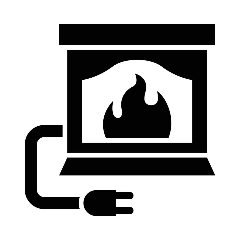 Electric Fireplace Vector Glyph Icon For Personal And Commercial Use.