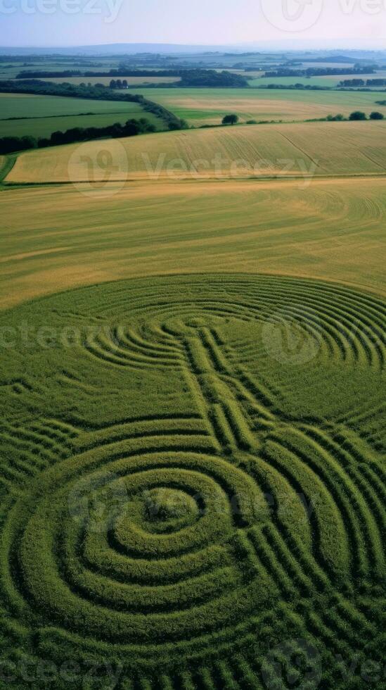 A Painting of Fields with crop circles Generative AI photo