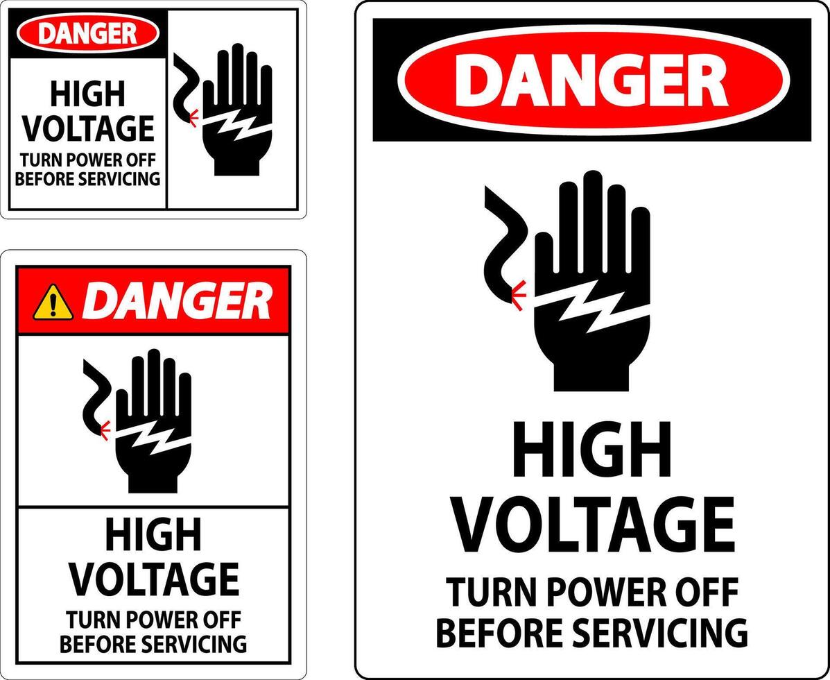 Danger Sign High Voltage - Turn Power Off Before Servicing vector