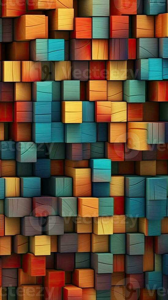 Abstract Backgroun in the style of carved wood blocks, AI Generated photo