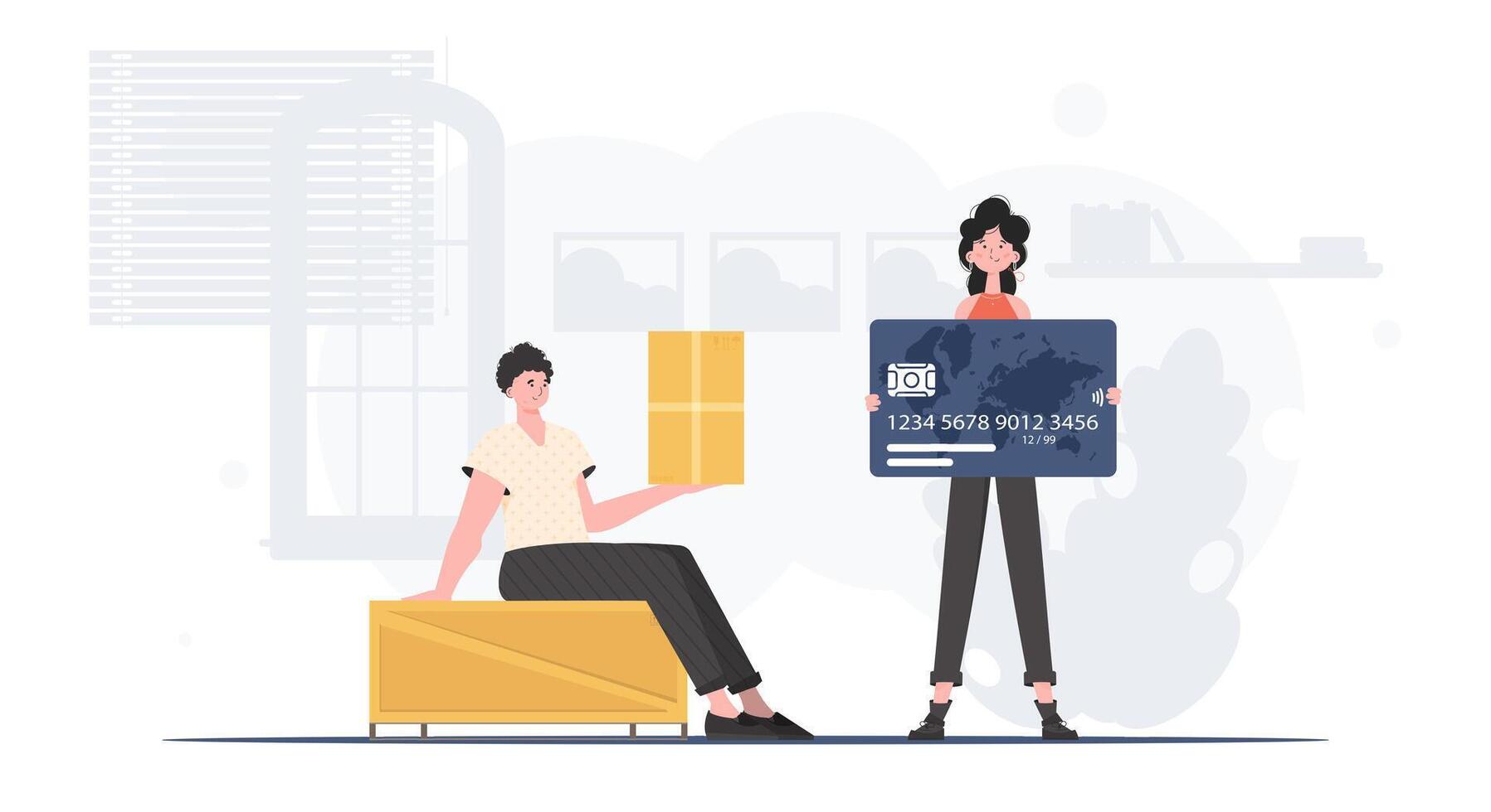 Parcel delivery concept. trendy style. illustration. vector