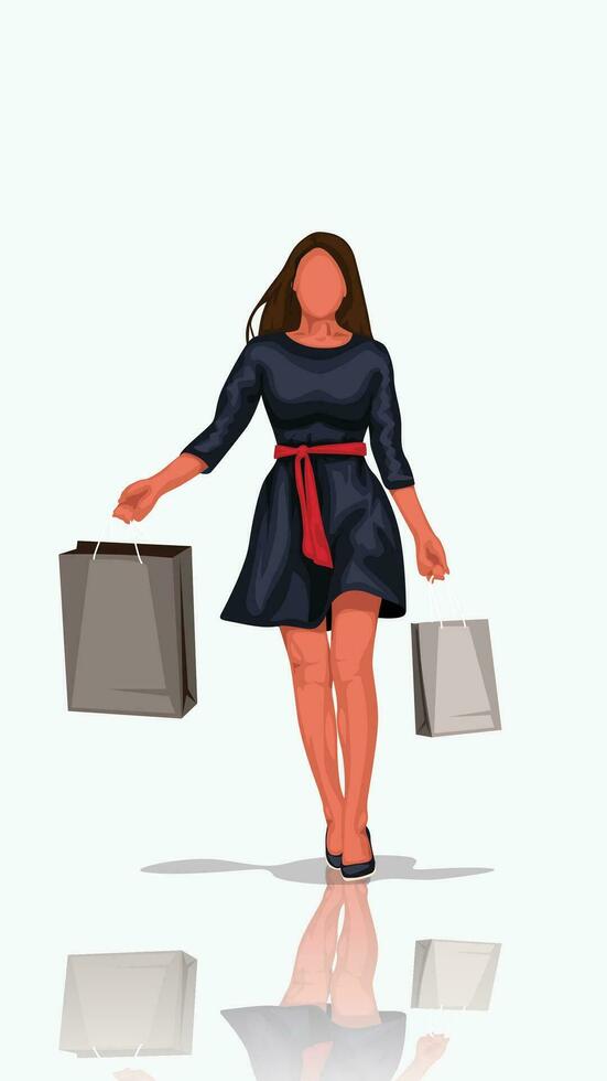 woman in dress on grey background vector