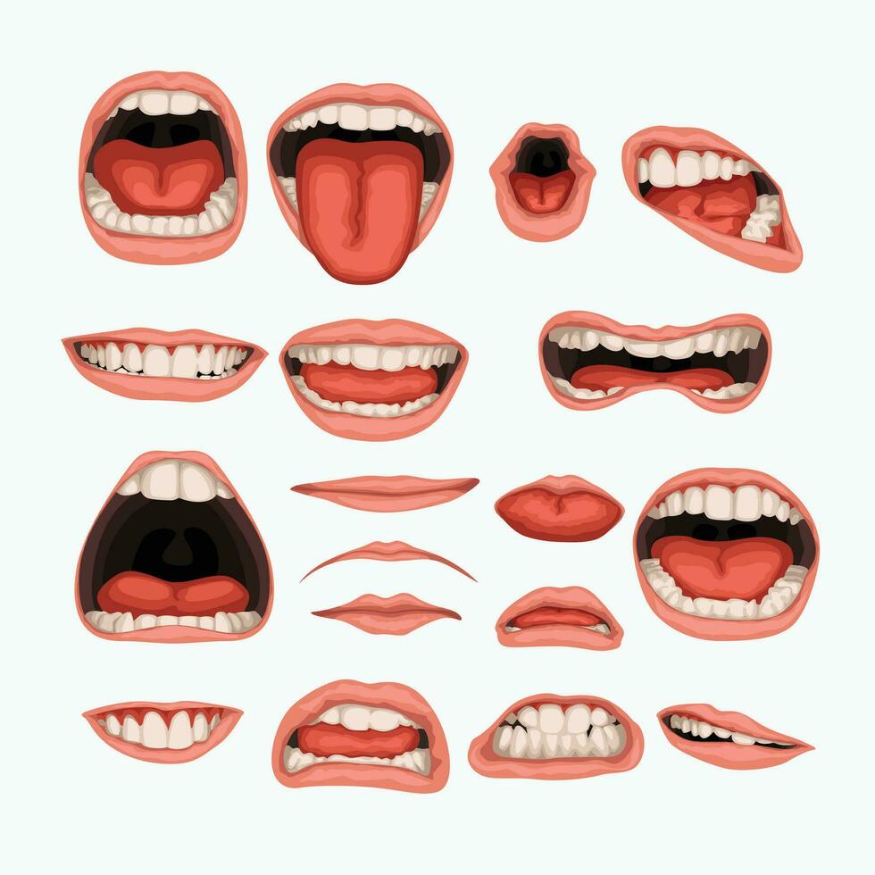 male mouth set vector