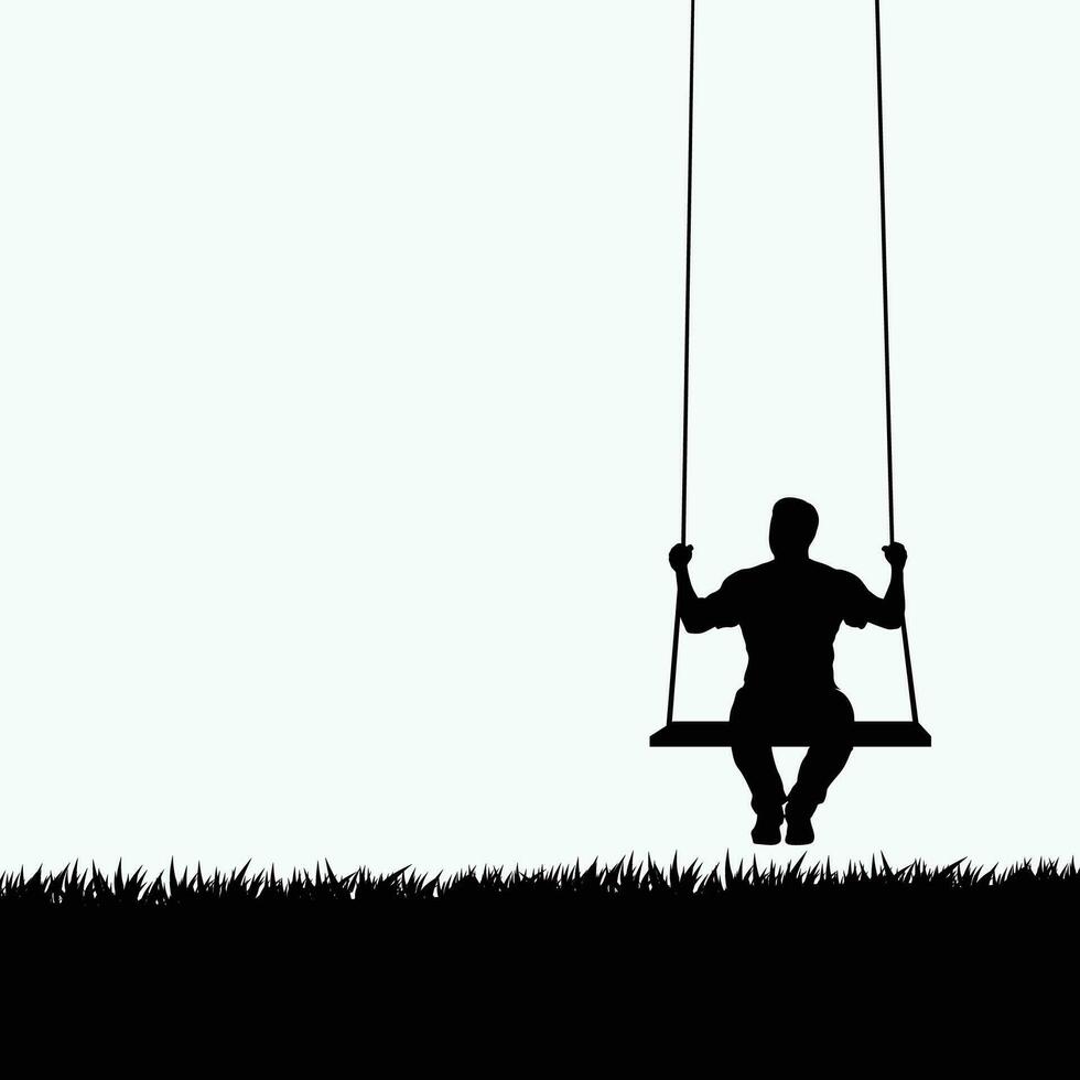 male silhouette on swing vector