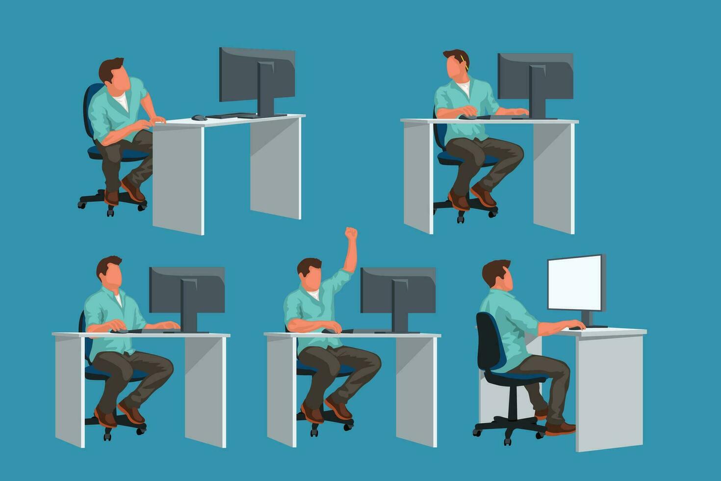 office worker set vector