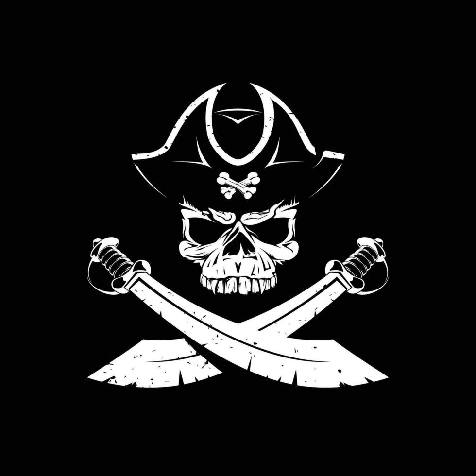 pirate skull icon on black vector