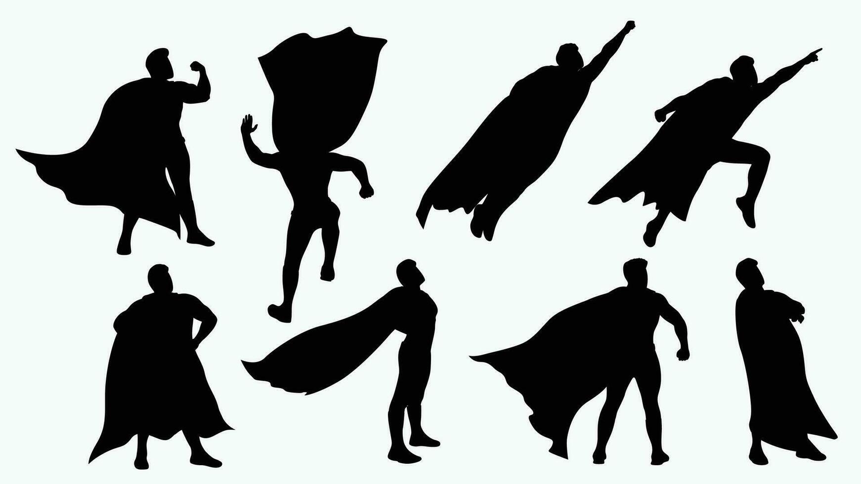 super hero silhouette set vector