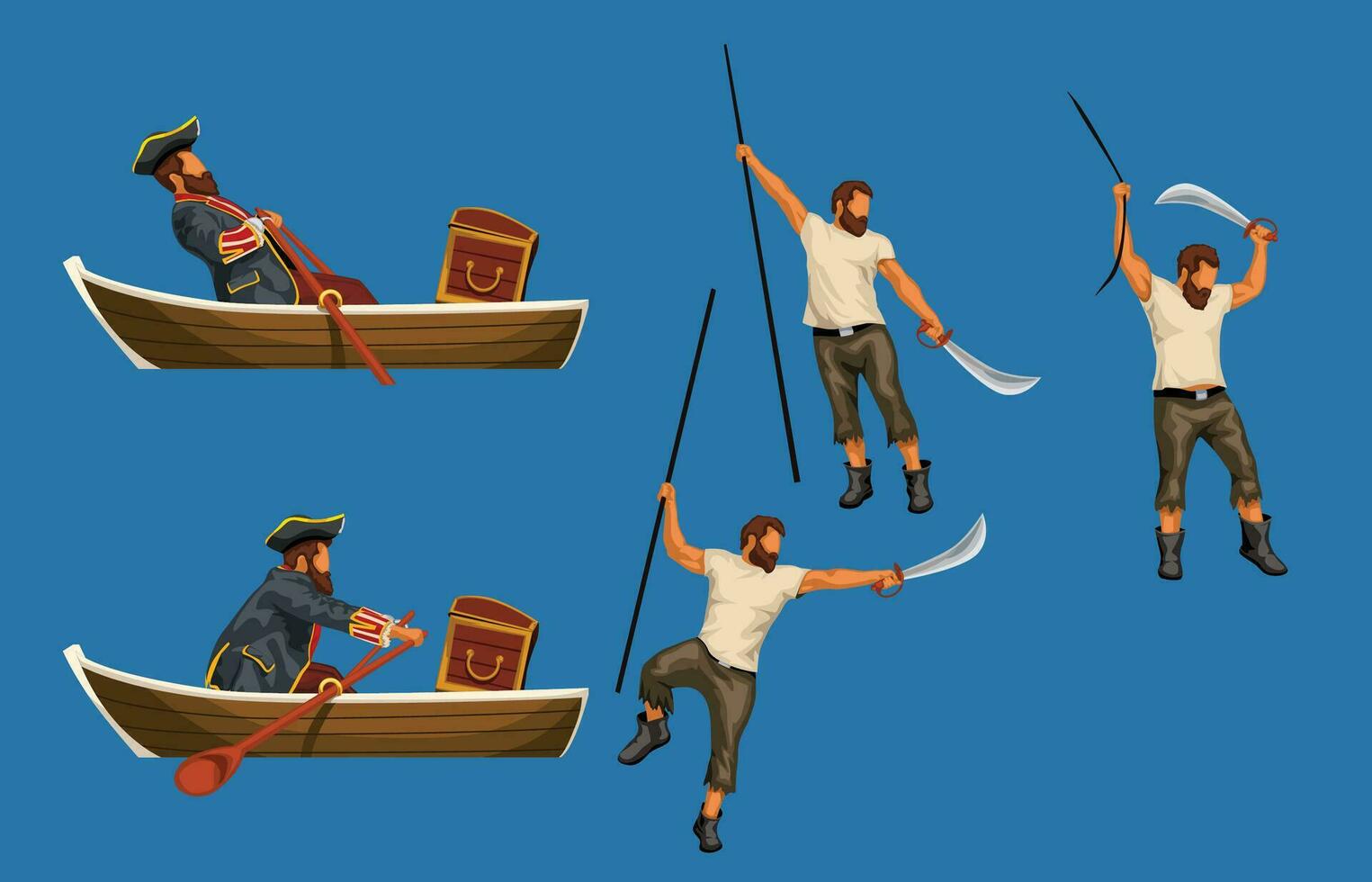 pirate detailed set vector