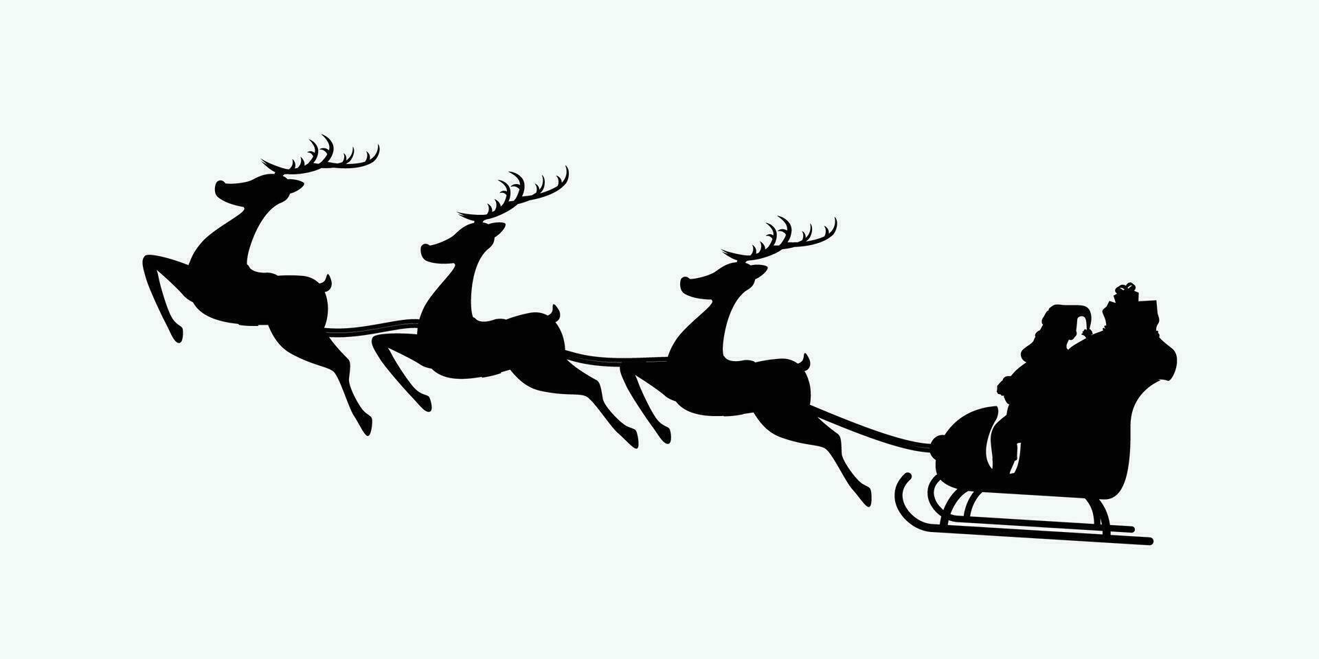 santa sled silhouette vector