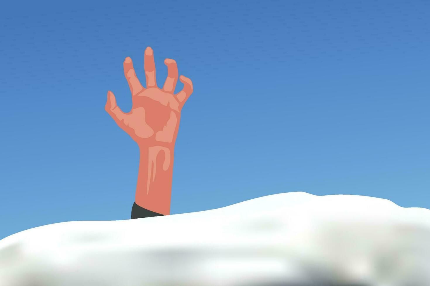 hand sticks out from snow vector
