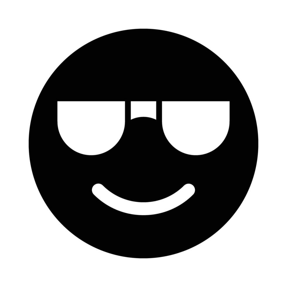 Smiling Face With Sunglasses Vector Glyph Icon For Personal And Commercial Use.