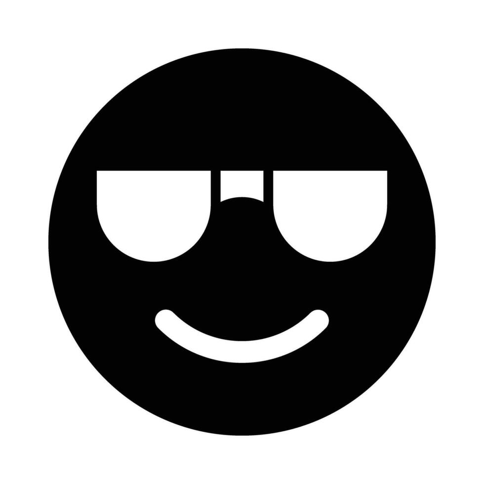 Smiling Face With Sunglasses Vector Glyph Icon For Personal And Commercial Use.
