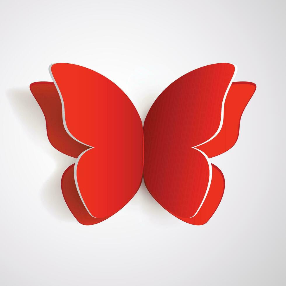 rojo mariposa con sombra vector