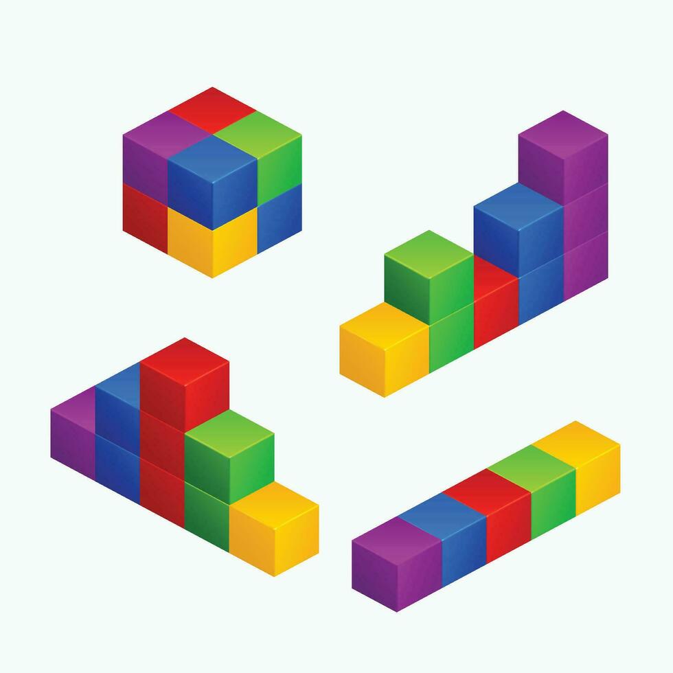 colored cubes 01 vector