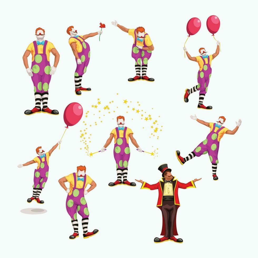 big clown set vector