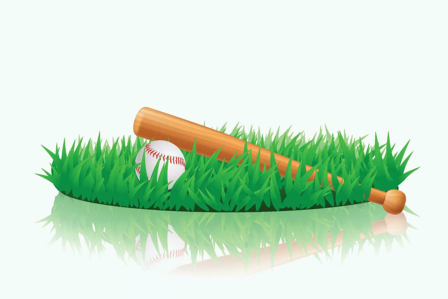 baseball equipment on grass vector