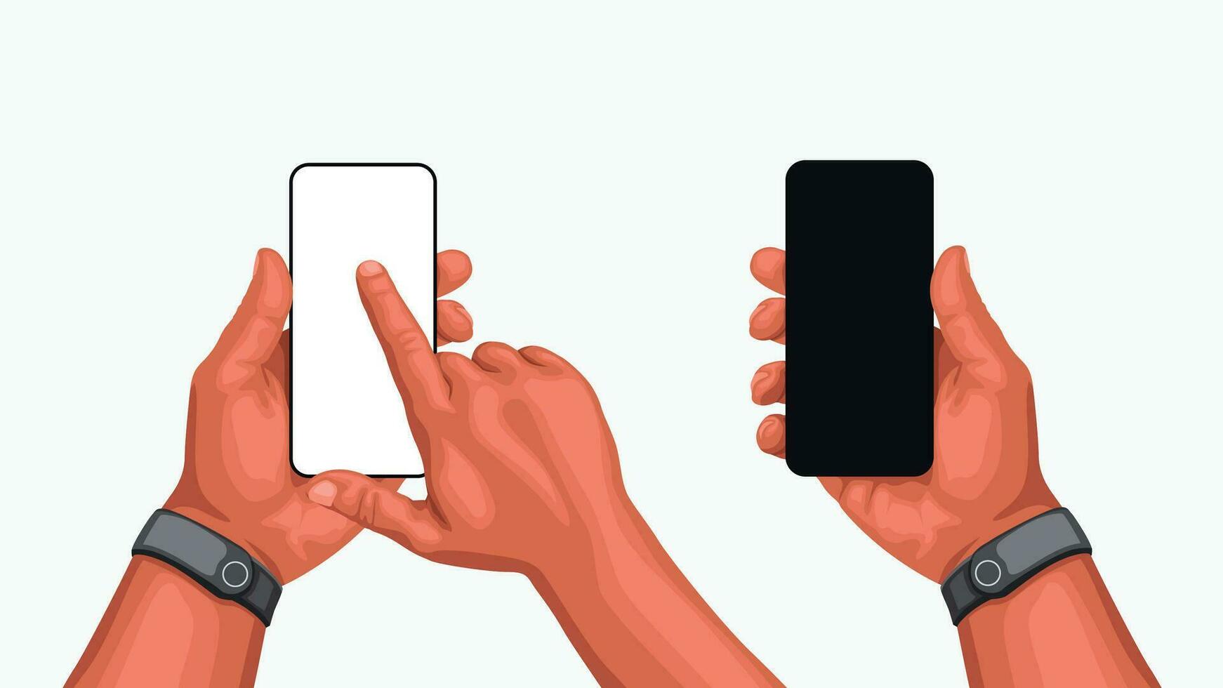 hands with smartphone set vector