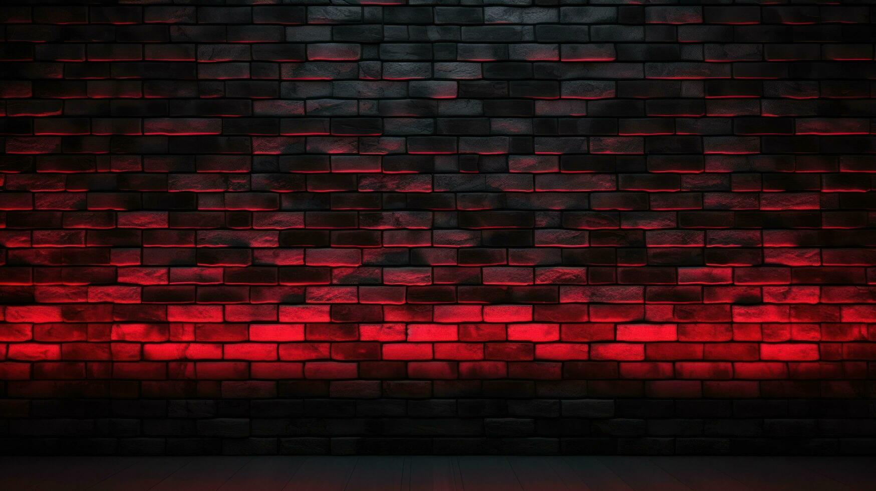 Ai, ai generated, Urban artistry, textured black brick wall with vibrant red neon, creating a striking, grunge-inspired backdrop for modern design photo