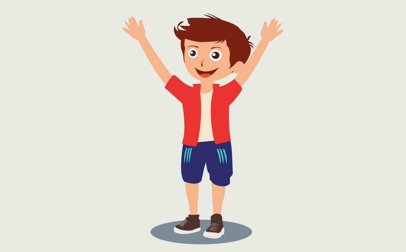 vector teenager boy cartoon character, boy with happy smile on white background.