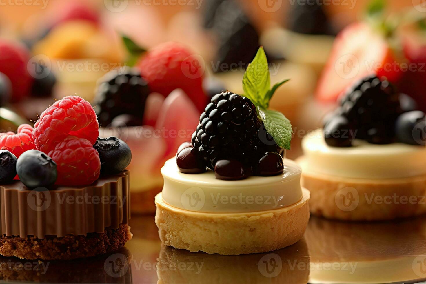 postres incluso chocolate, frambuesas, generativo ai foto