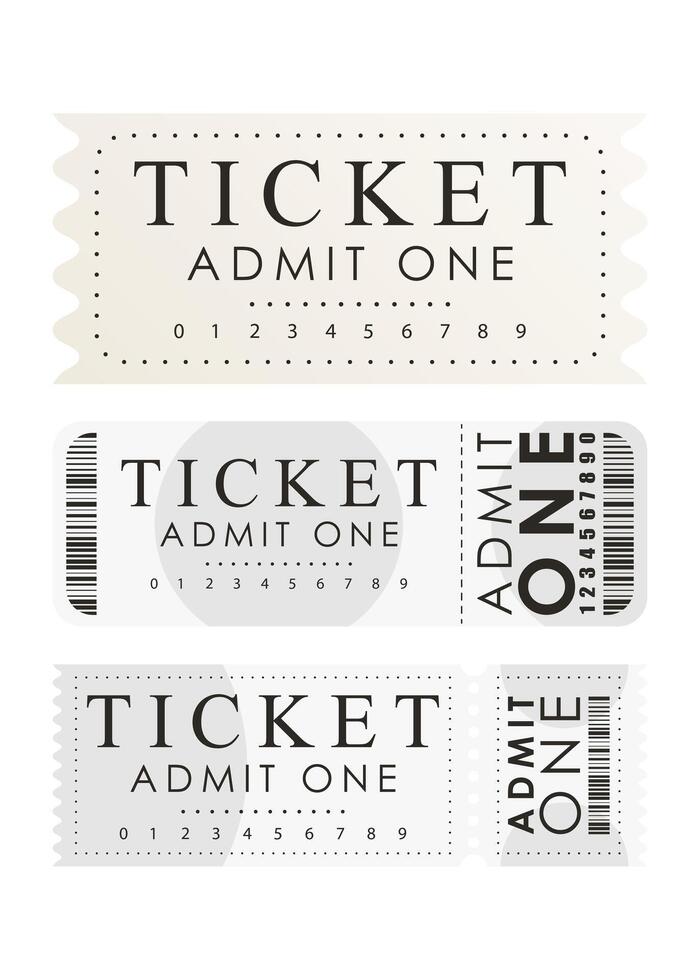Ticket set. Pass card design. Isolated. illustration. vector