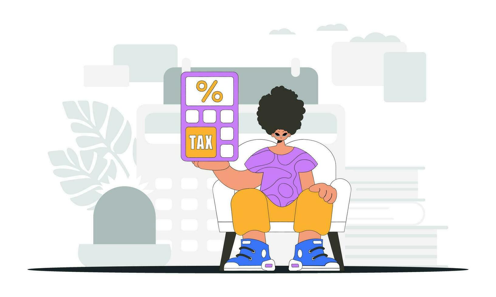 Graceful man with a percentage. An illustration demonstrating the correct payment of taxes. vector