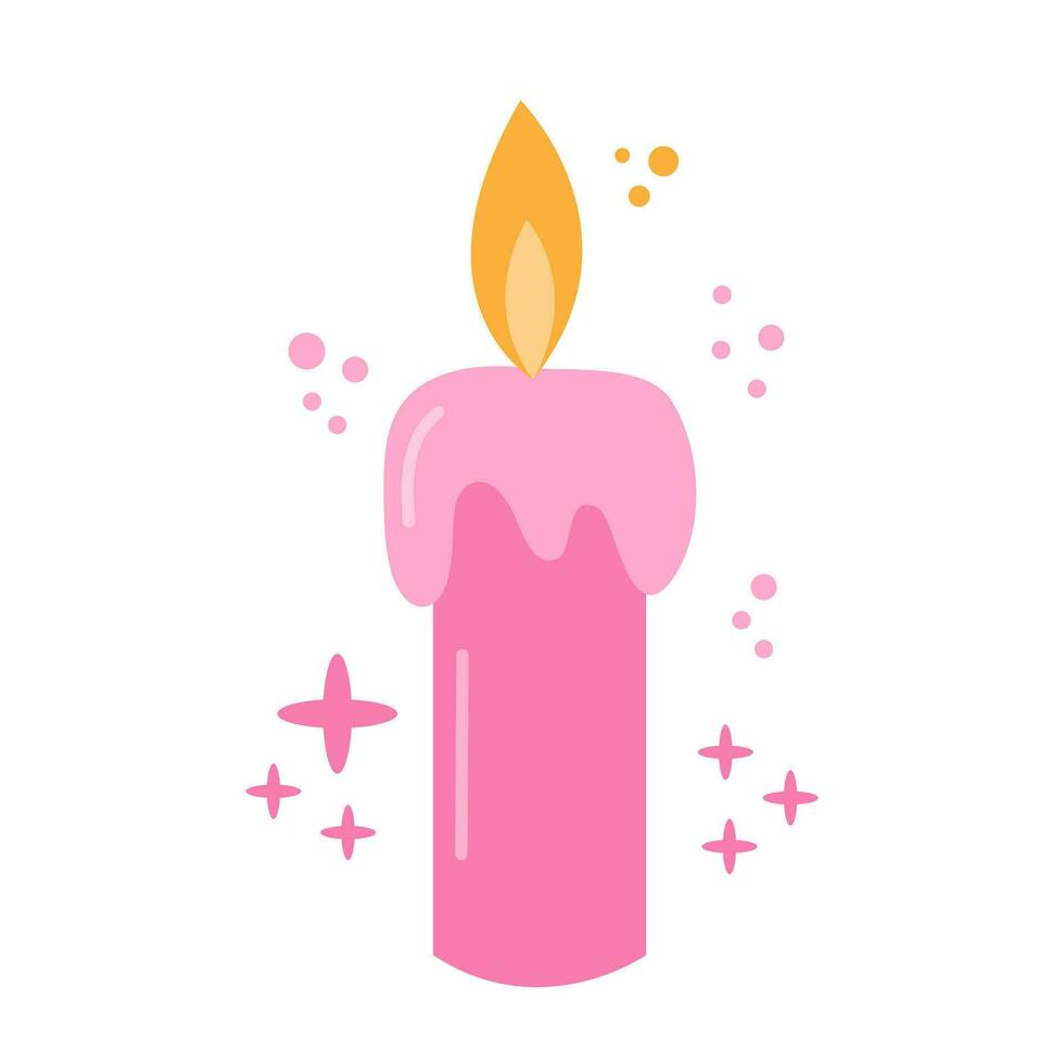 Pink candle cartoon vector illustration