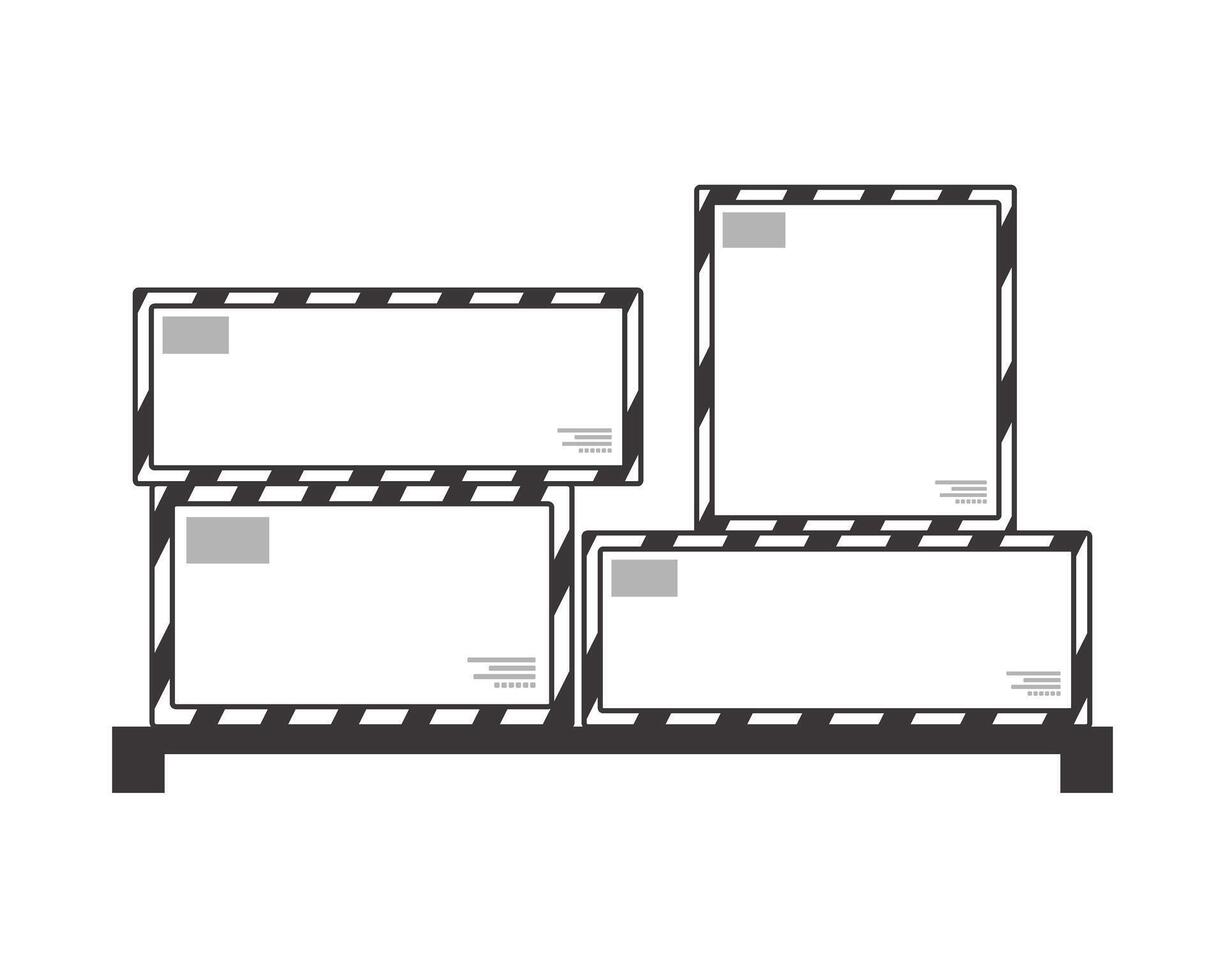 Pallet with boxes. The concept of delivery of cargo and parcels. Linear modern style. vector