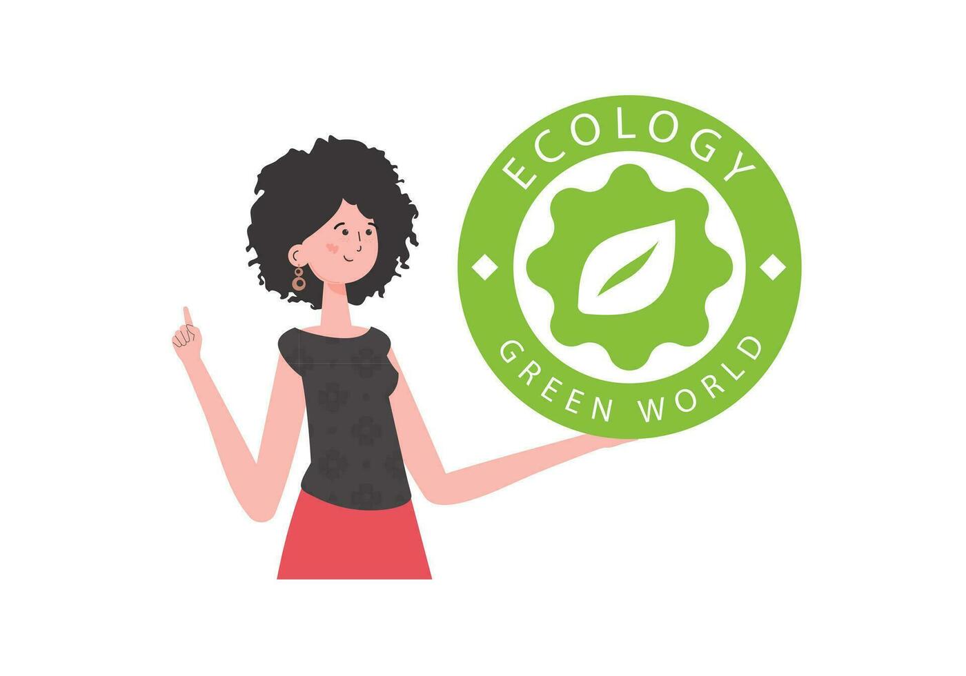 el niña sostiene el eco logo en su manos. el personaje es representado a el cintura. el concepto de verde energía y ecología. aislado en blanco antecedentes. vector tendencia ilustración.