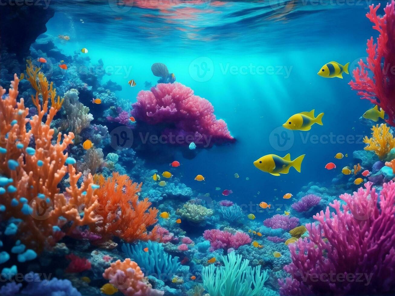 Under the sea underwater world, Generative AI Illustration. photo