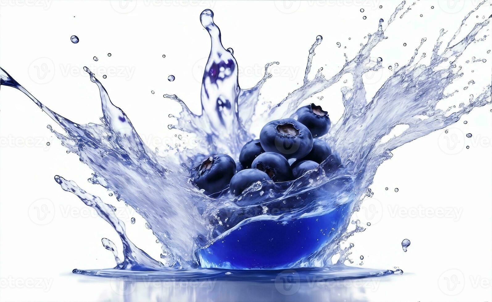 A fresh blueberry fruit with water splash, Generative AI Illustration. photo