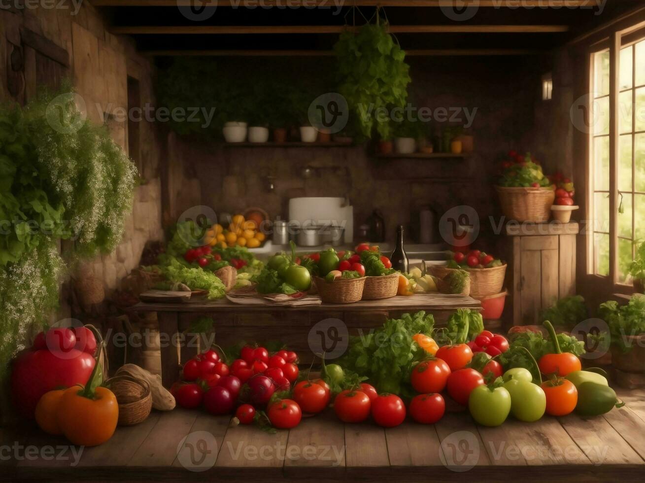 Market garden with traditional feel, Generative AI Illustration. photo