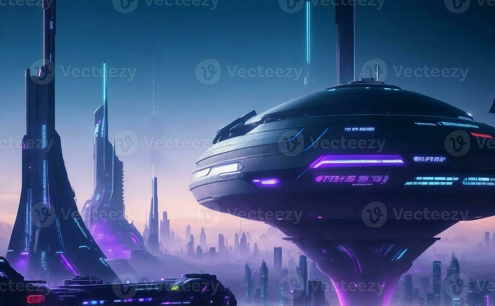 Futuristic cyber punk architecture, Generative AI Illustration. photo