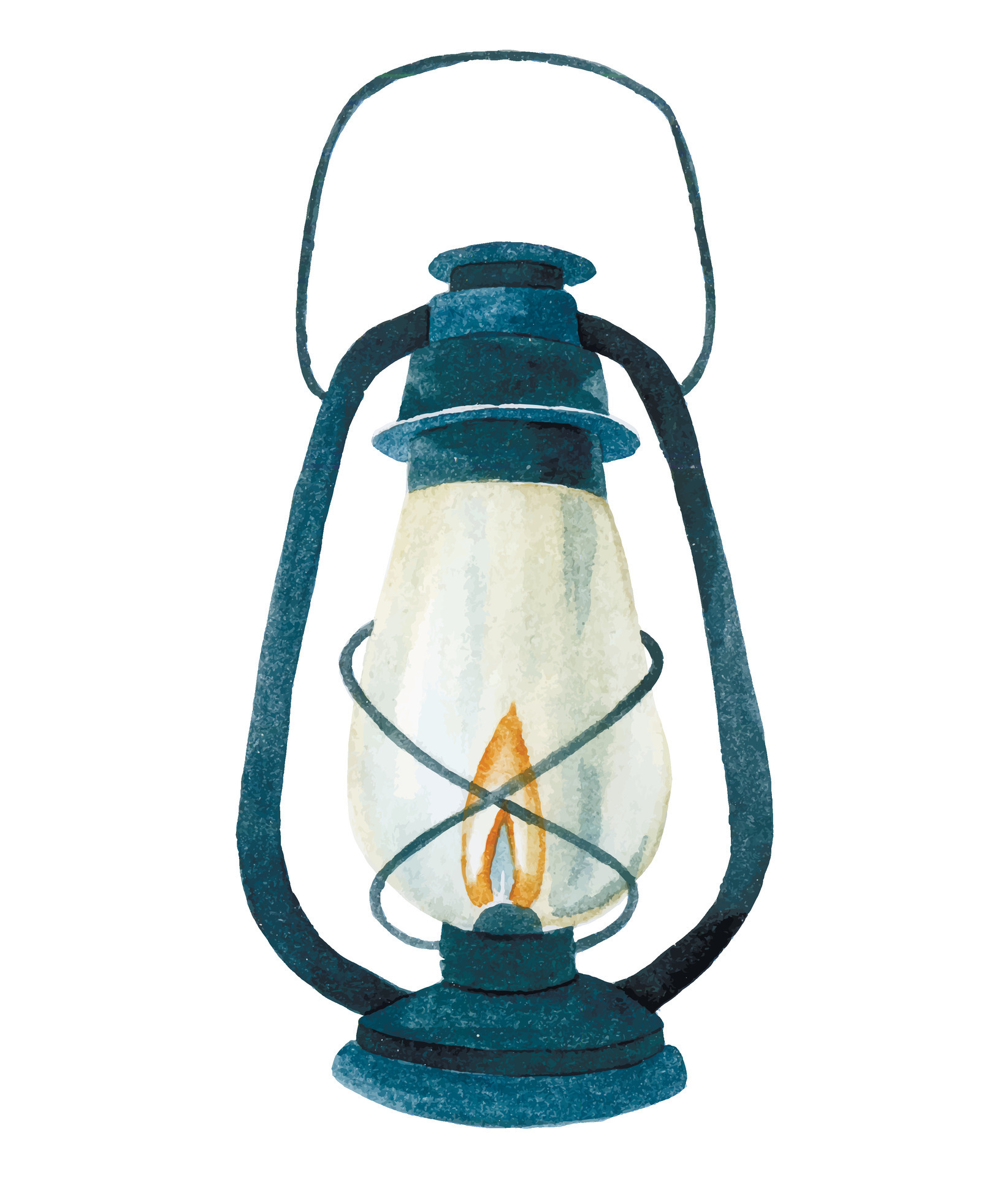 watercolor drawing vintage oil lamp, lantern. clipart on the theme ...