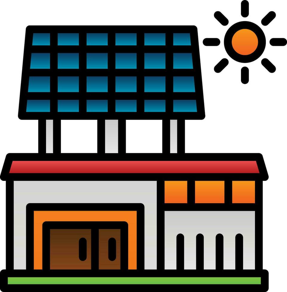 Solar house Vector Icon Design