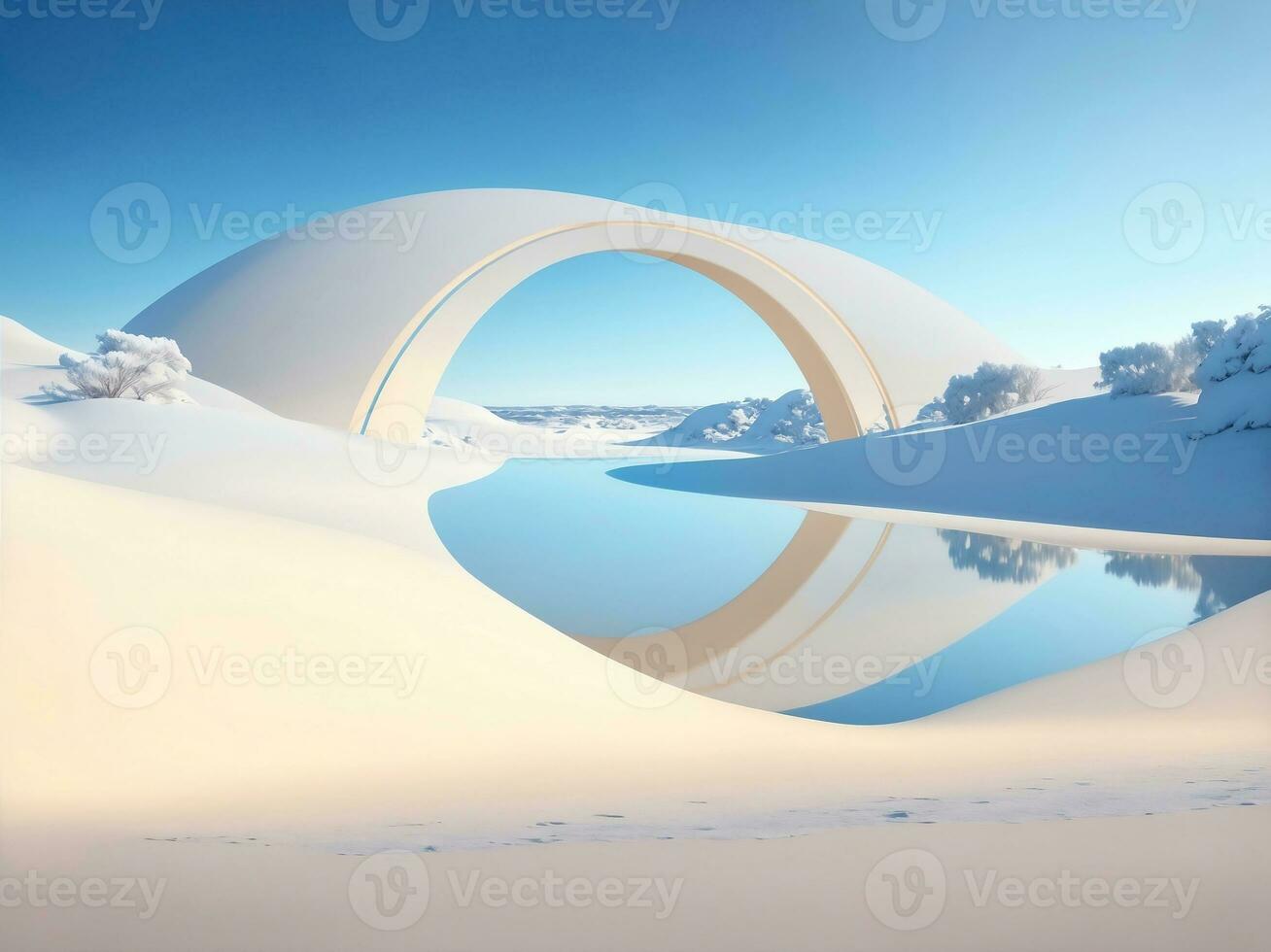 Dune in winter with portal, Generative AI Illustration. photo