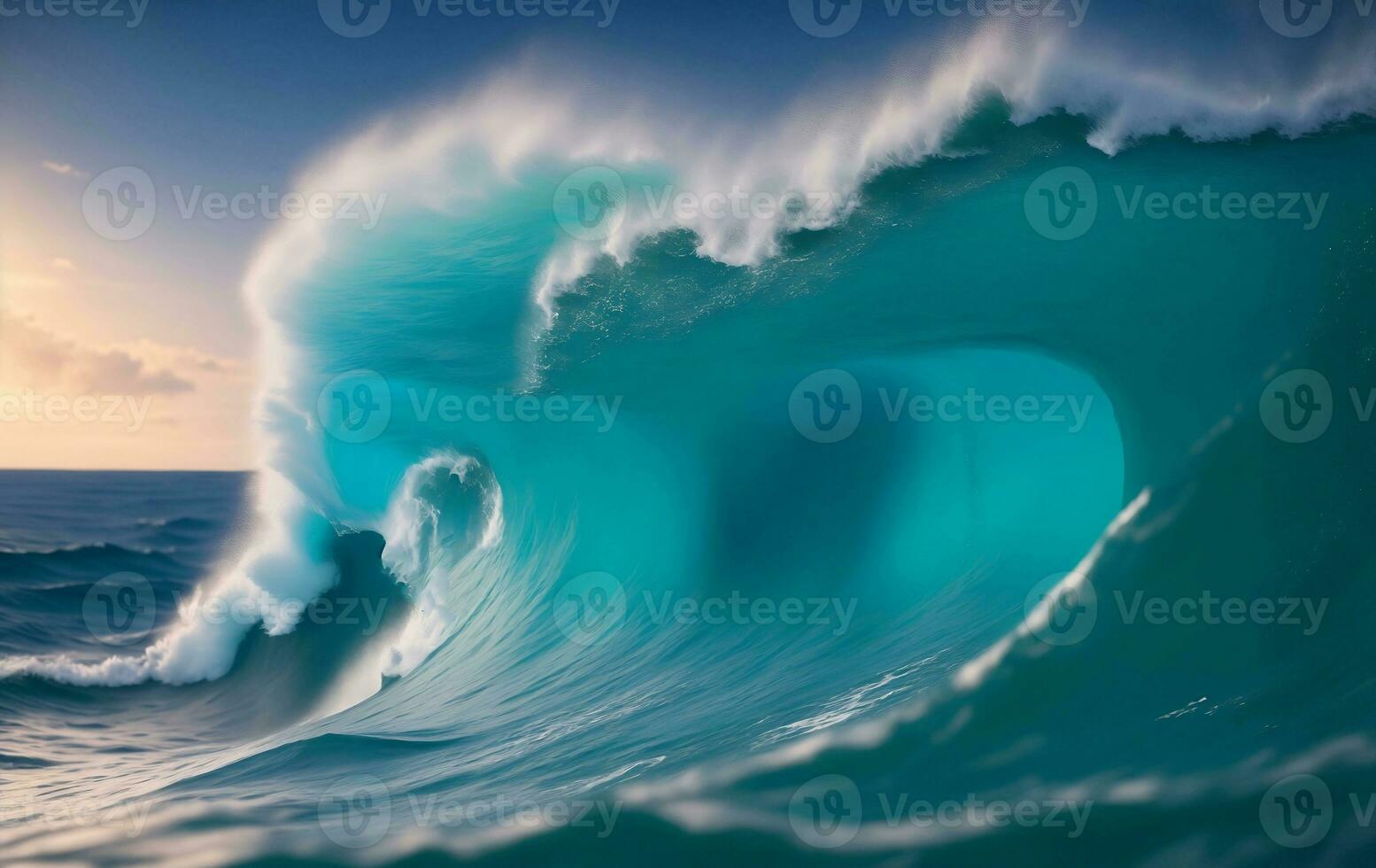 Splash blue wave in the sea, Generative AI Illustration. photo