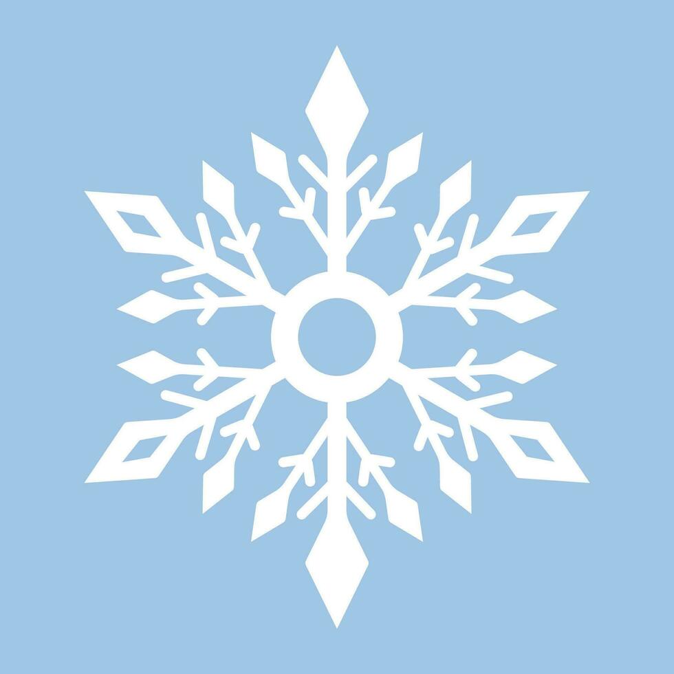 White snowflake on a blue background vector