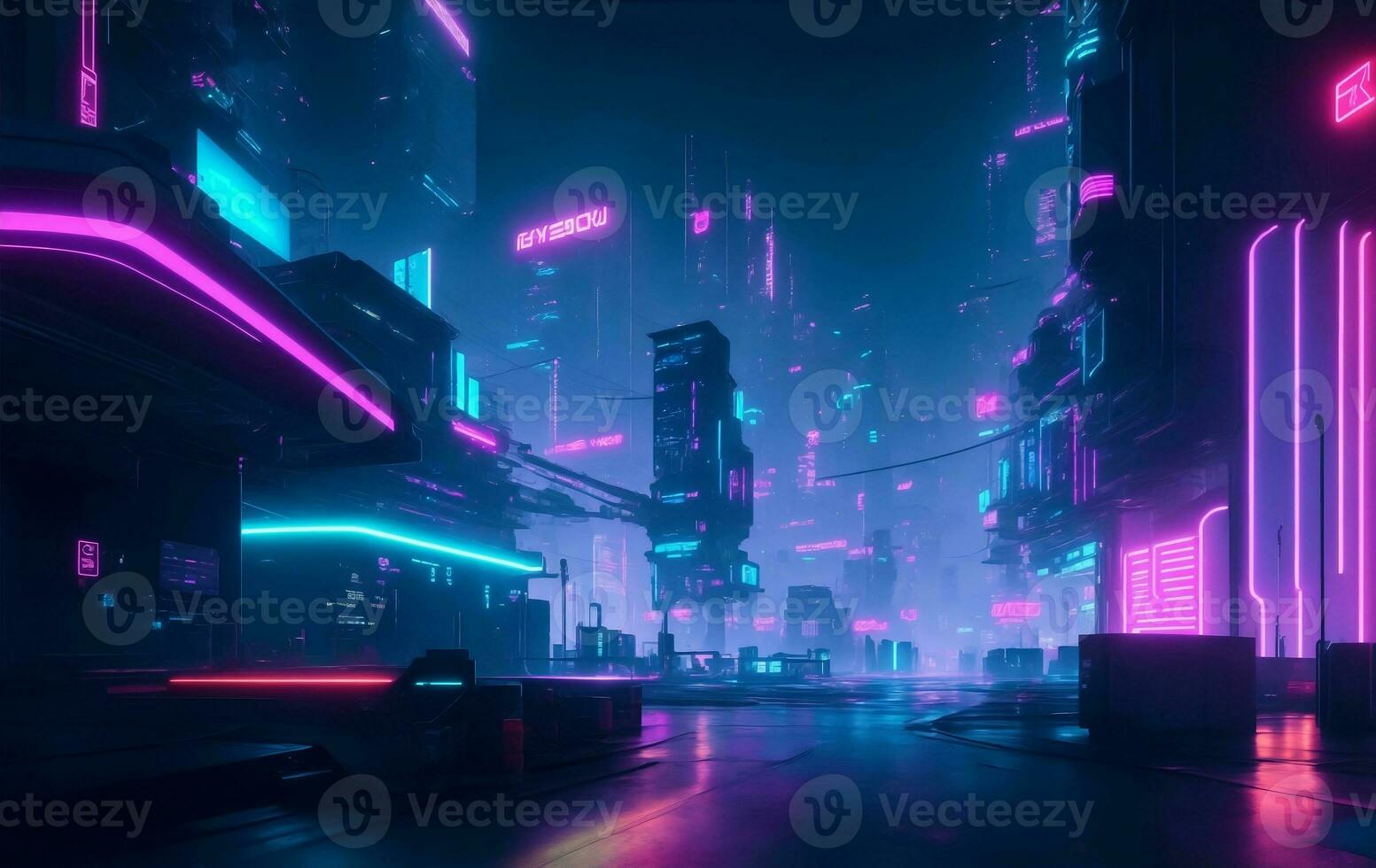 Futuristic cityscape at sunset, Generative AI Illustration. photo