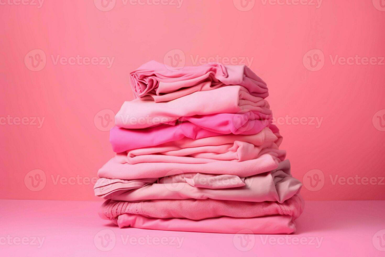 Stack pink garment. Generate Ai photo