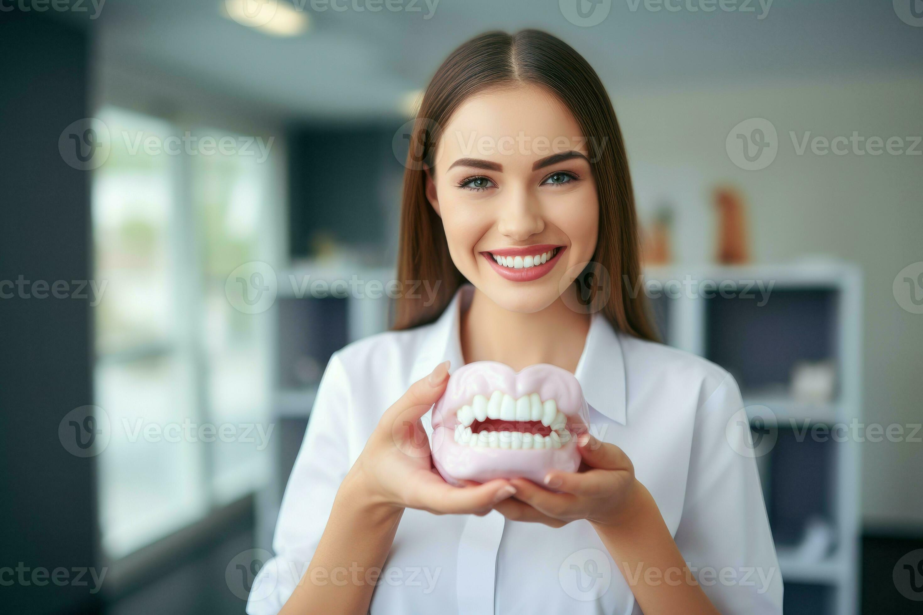 Female dentist care tooth model. Generate Ai 28668694 Stock Photo at
