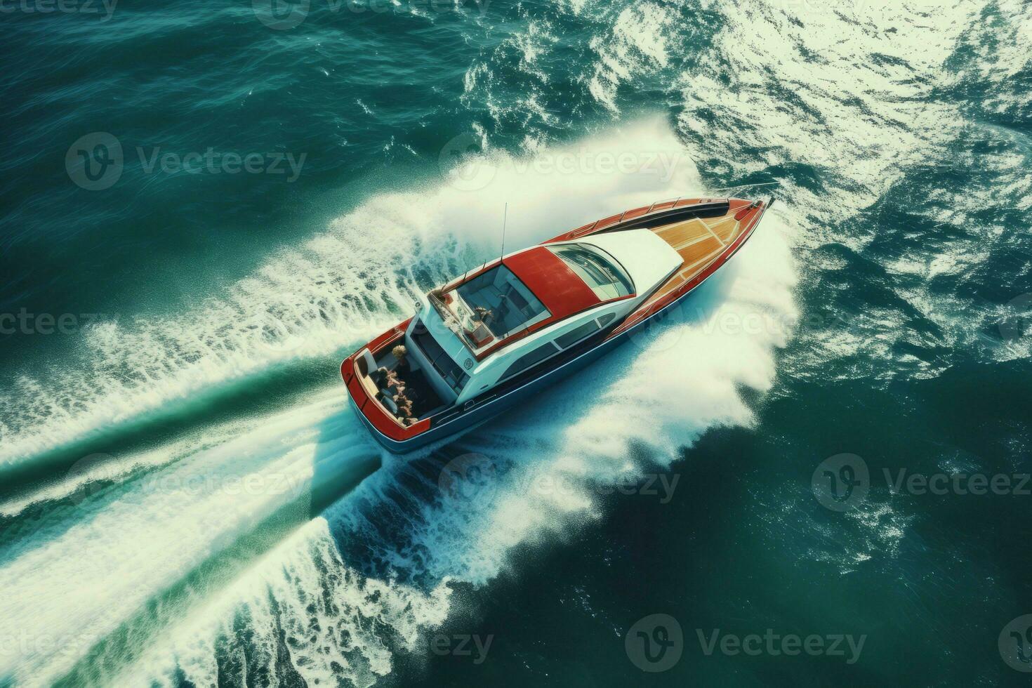 Waves boating top view nautical. Generate Ai photo