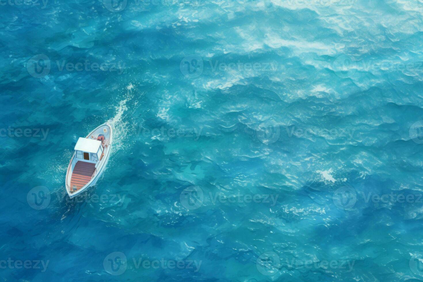 Waves boating top view waving. Generate Ai photo