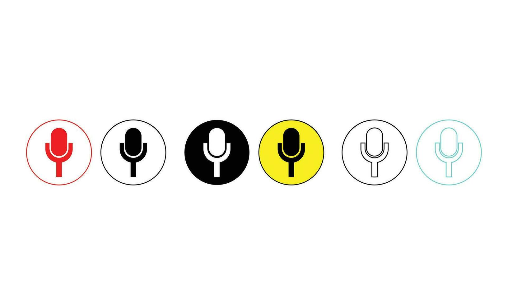 Set of Audio, voicemail, podcast, studio microphone vector icons